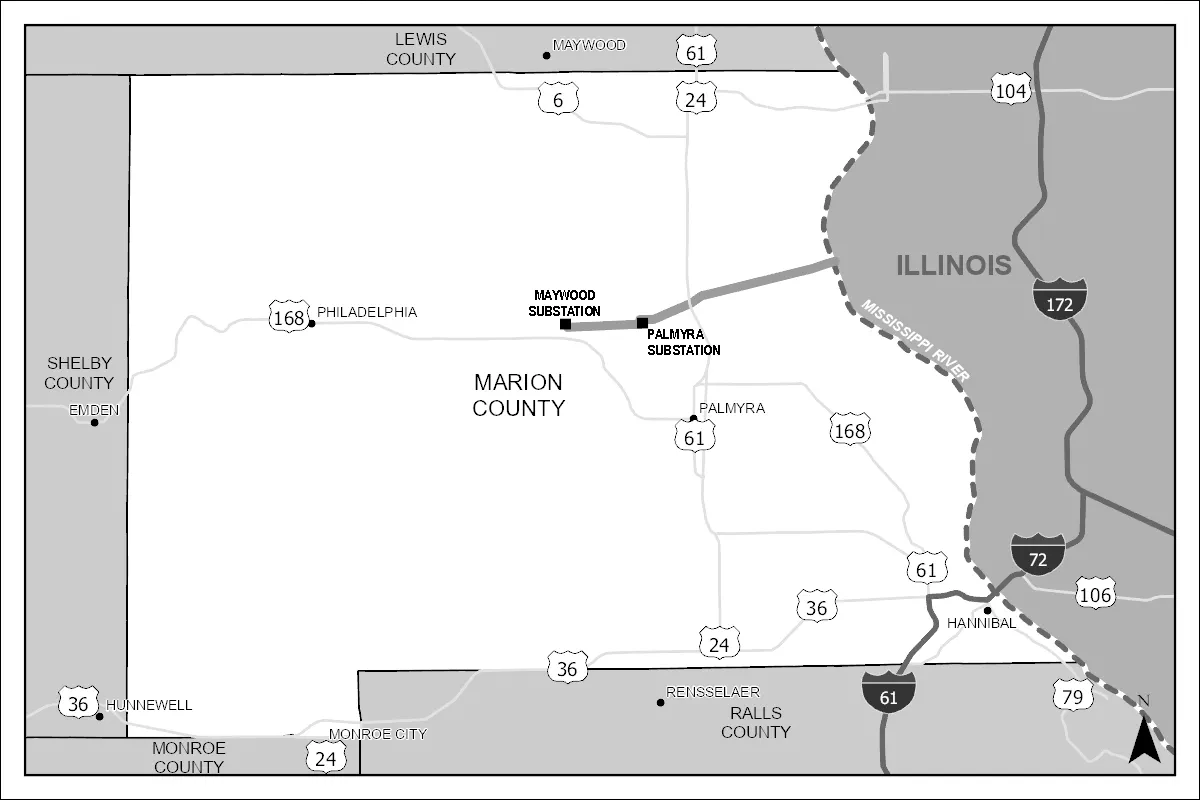 Maywood Transmission Line Map - Marion County
